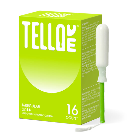 Tellove Tampons with 100% Organic Cotton Core - 16 Count(16 Regular Tampons), Featuring 360° Comfort-Expand Technology with BPA-Free Applicator, Leak-Proof for 8 Hours, Comfort-Fit for Sensitive Skin