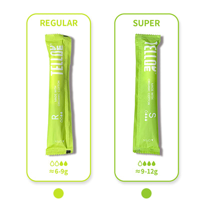 Tellove Tampons with 100% Organic Cotton Core - 32 Count(16 Regular, 16 Super), Featuring 360° Comfort-Expand Technology with BPA-Free Applicator, Leak-Proof for 8 Hours, Comfort-Fit for Sensitive Skin