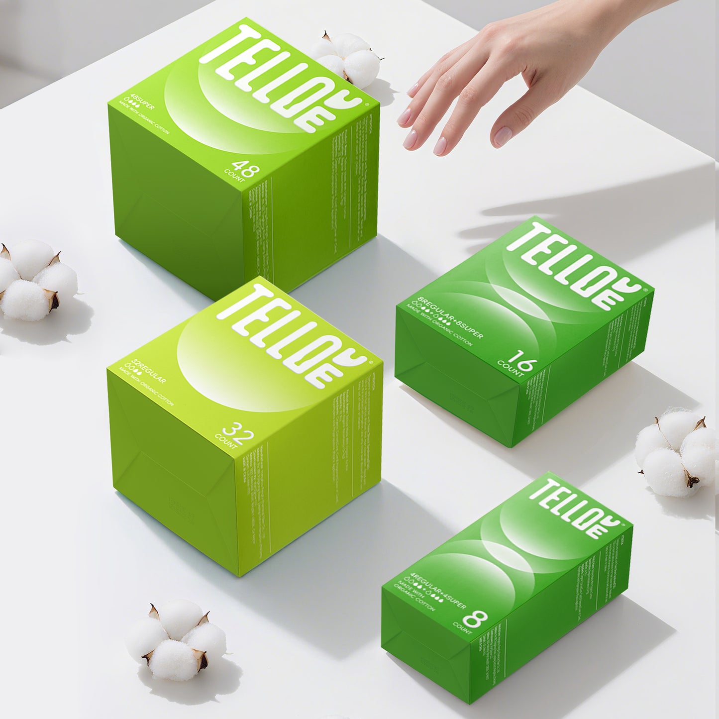 Tellove Tampons with 100% Organic Cotton Core - 32 Count(16 Regular, 16 Super), Featuring 360° Comfort-Expand Technology with BPA-Free Applicator, Leak-Proof for 8 Hours, Comfort-Fit for Sensitive Skin